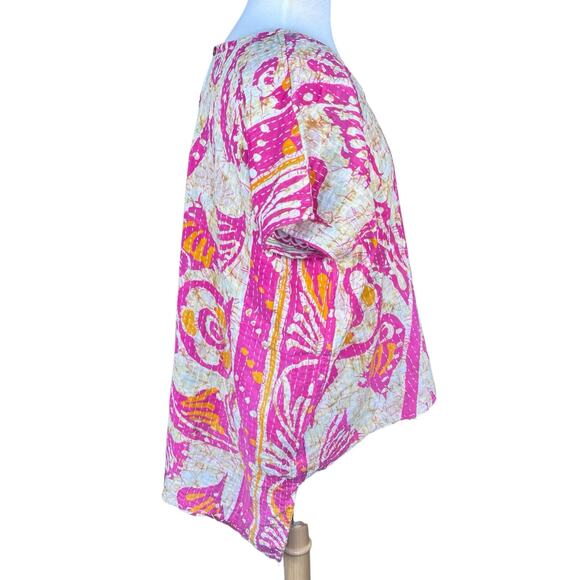 Kantha Reversible Lightweight Cotton Boho Handstiched Top NWOT - Picture 2 of 11